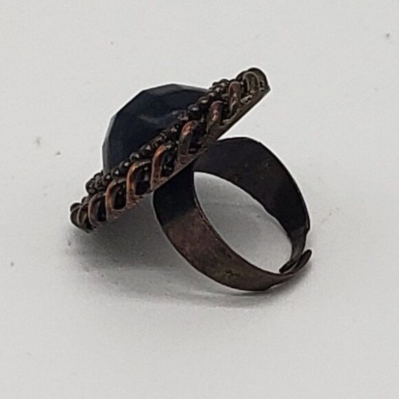 𝅺Claire's Chain Link Black Faux Gem Netted Choker & Vintage Faux Black Gem Ring - Picture 4 of 16